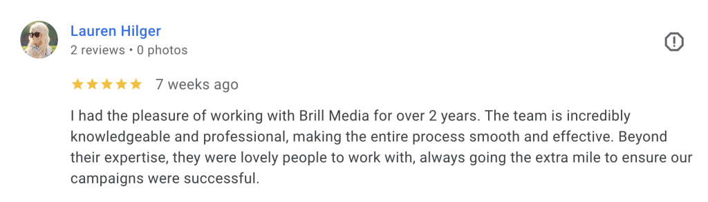 Brill Media client testimonial